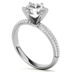 Round Brilliant Moissanite Pave Engagement Ring