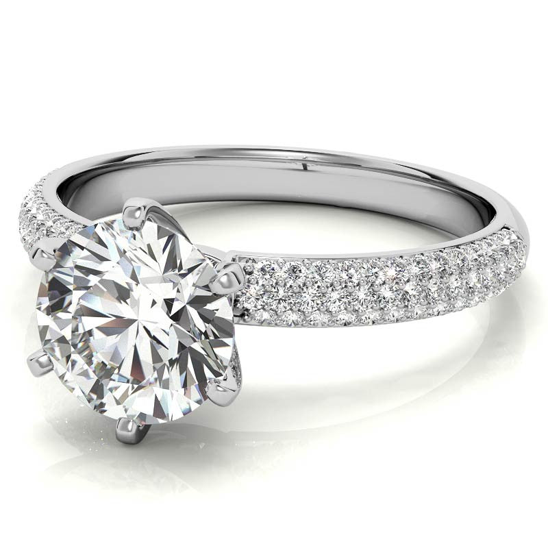 Round Brilliant Moissanite Pave Engagement Ring
