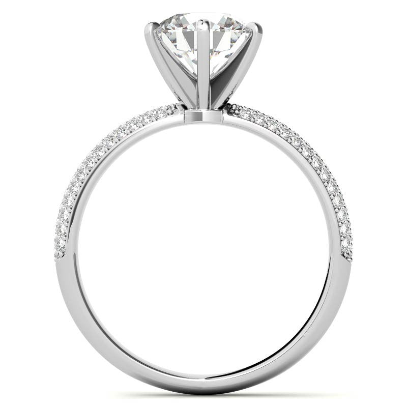Round Brilliant Moissanite Pave Engagement Ring