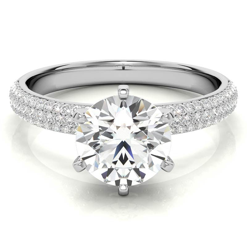 Round Brilliant Moissanite Pave Engagement Ring