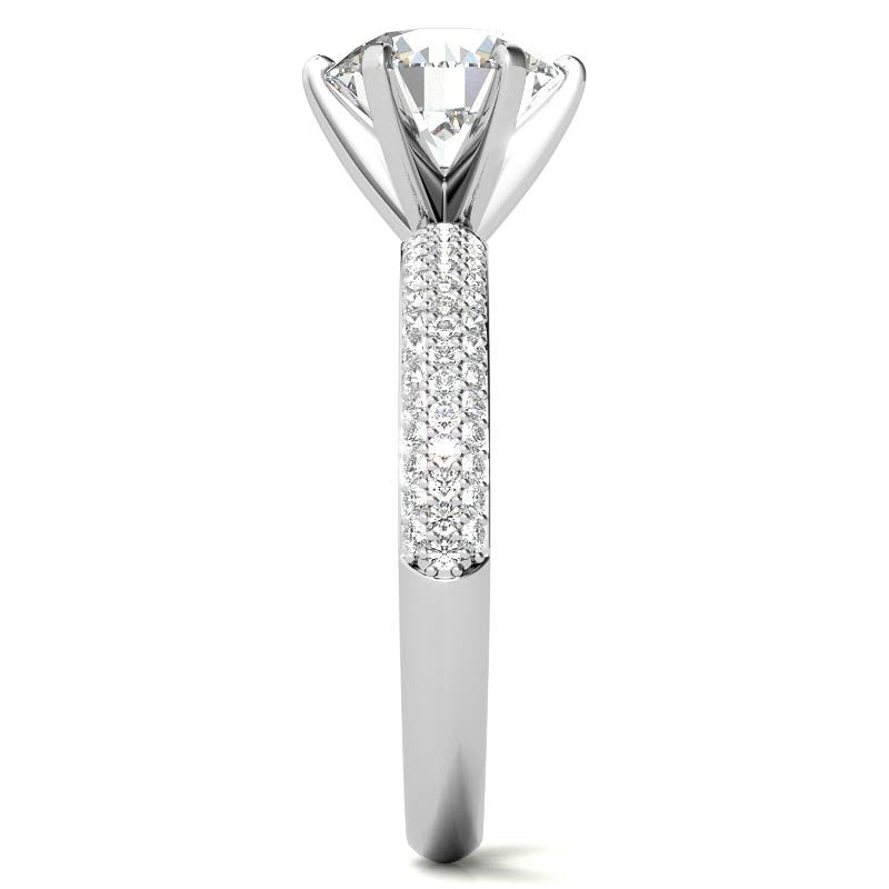Round Brilliant Moissanite Pave Engagement Ring