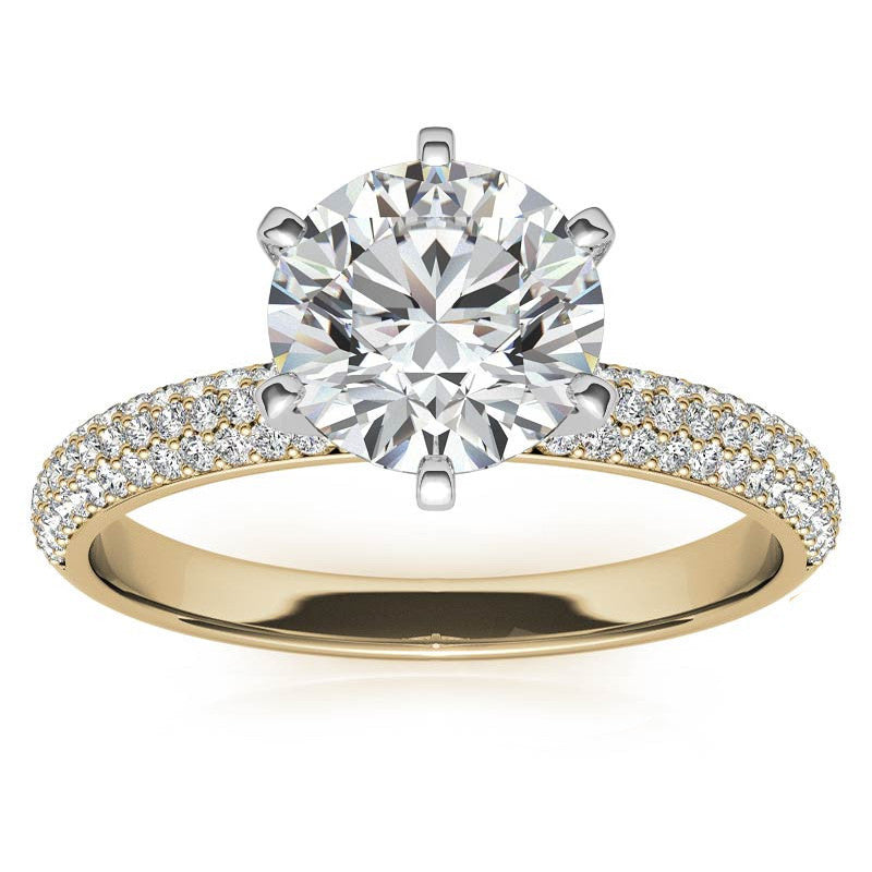 Round Brilliant Moissanite Pave Engagement Ring