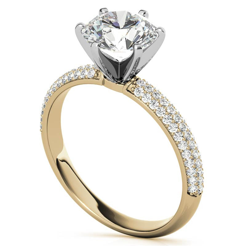 Round Brilliant Moissanite Pave Engagement Ring