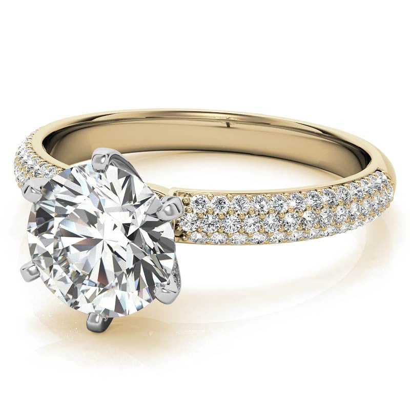Round Brilliant Moissanite Pave Engagement Ring