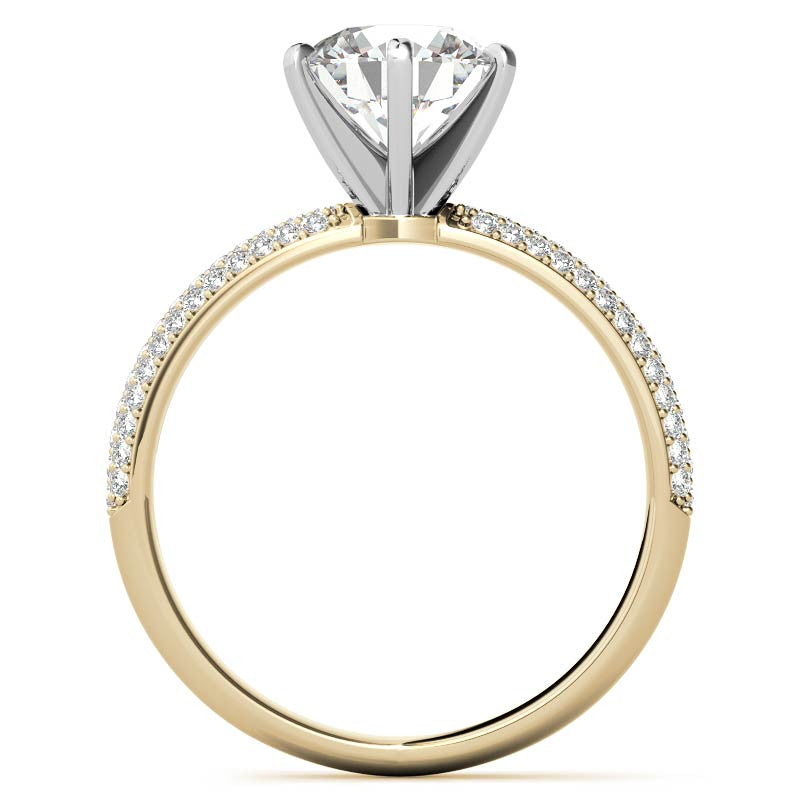 Round Brilliant Moissanite Pave Engagement Ring