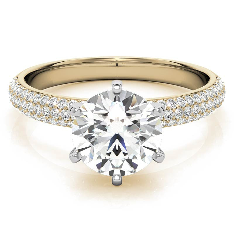 Round Brilliant Moissanite Pave Engagement Ring