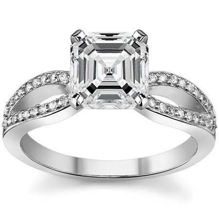 Moissanite & Diamond Pave Split Shank Engagement Ring