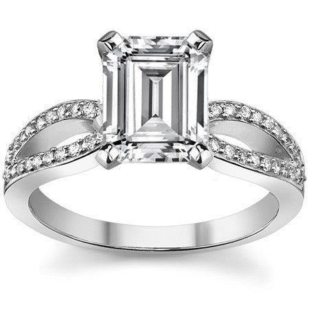 Moissanite & Diamond Pave Split Shank Engagement Ring