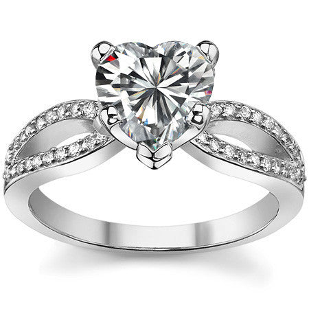 Moissanite & Diamond Pave Split Shank Engagement Ring
