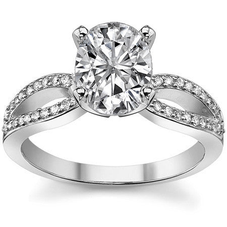 Moissanite & Diamond Pave Split Shank Engagement Ring