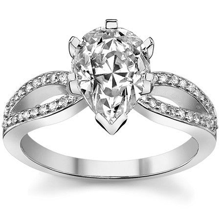 Moissanite & Diamond Pave Split Shank Engagement Ring