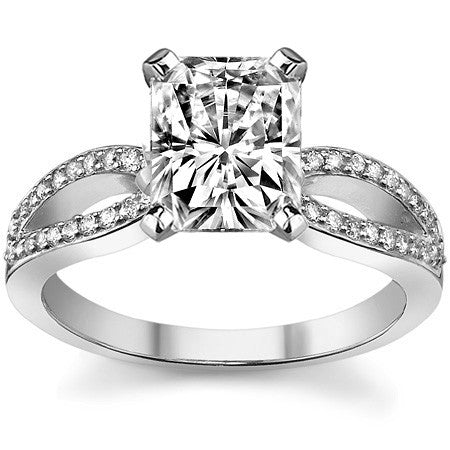 Moissanite & Diamond Pave Split Shank Engagement Ring