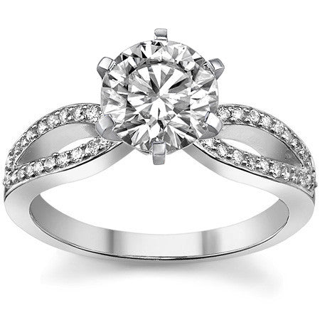 Moissanite & Diamond Pave Split Shank Engagement Ring