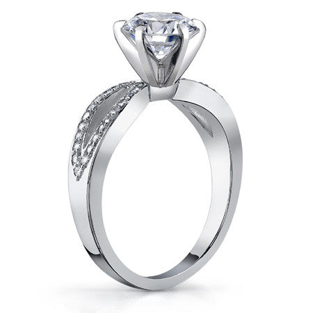 Moissanite & Diamond Pave Split Shank Engagement Ring