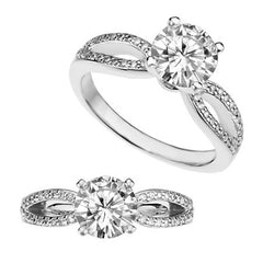Moissanite & Diamond Pave Split Shank Engagement Ring