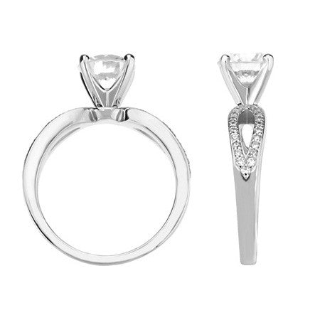 Moissanite & Diamond Pave Split Shank Engagement Ring