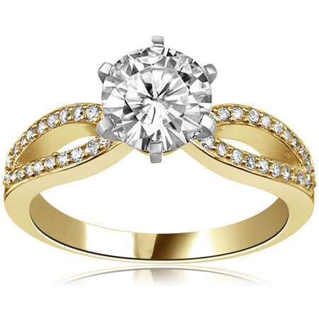 Moissanite & Diamond Pave Split Shank Engagement Ring