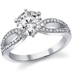 Moissanite & Diamond Pave Split Shank Engagement Ring