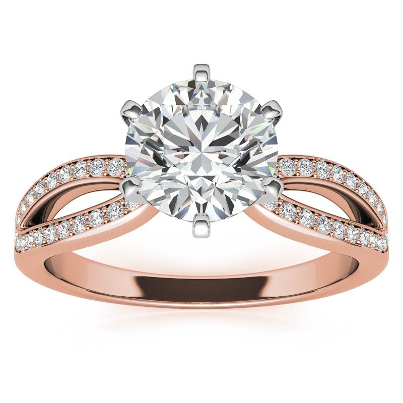 Moissanite & Diamond Pave Split Shank Engagement Ring