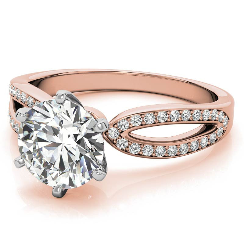 Moissanite & Diamond Pave Split Shank Engagement Ring