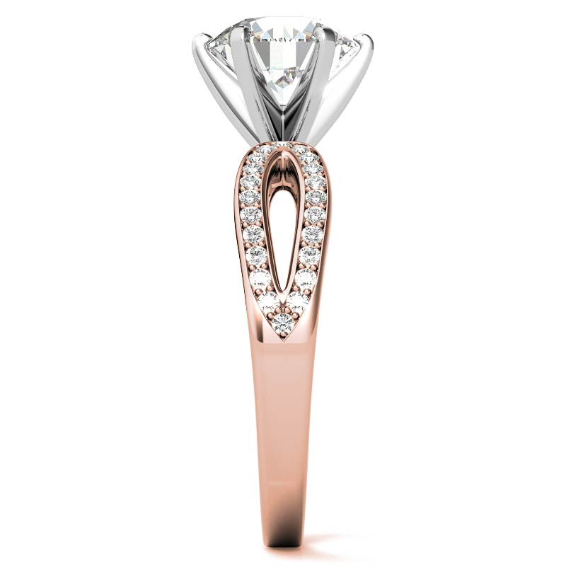 Moissanite & Diamond Pave Split Shank Engagement Ring
