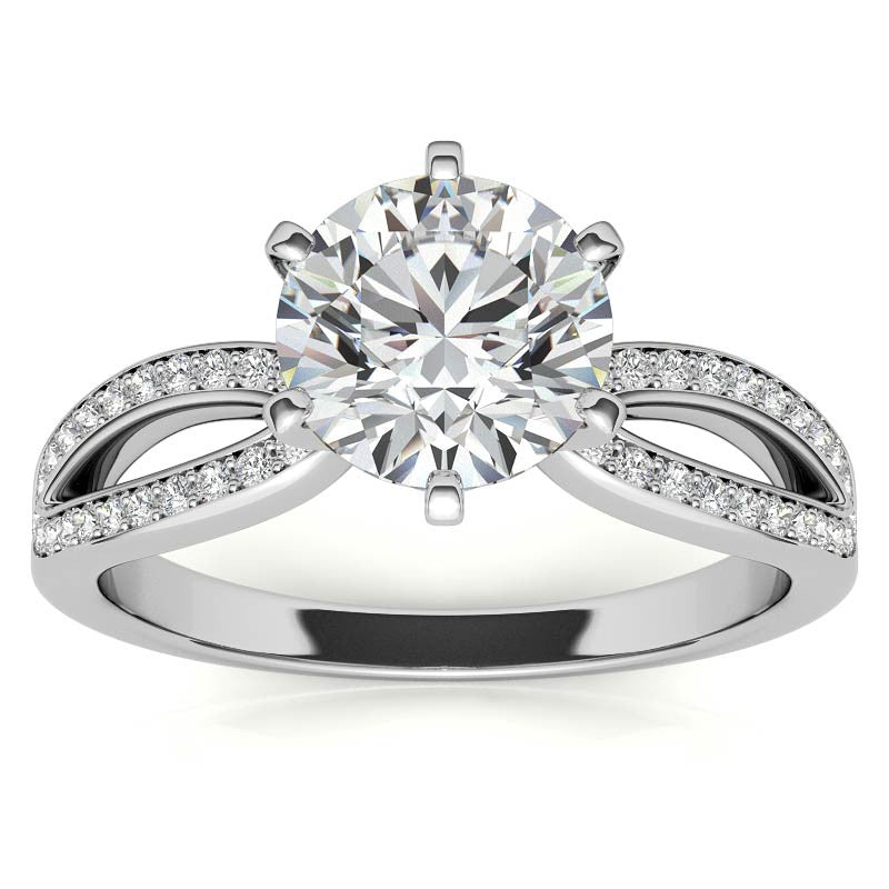 Moissanite & Diamond Pave Split Shank Engagement Ring