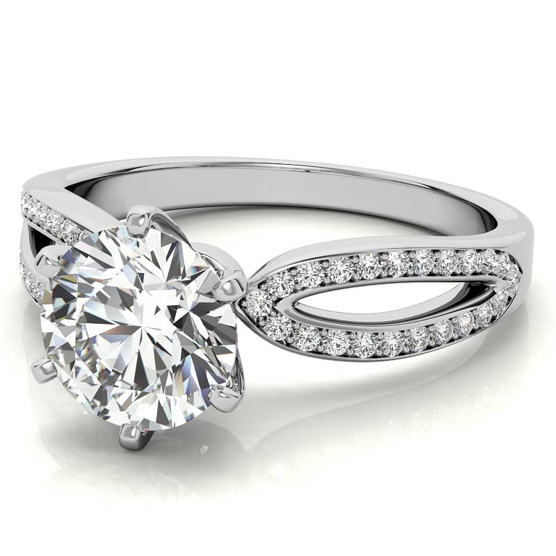 Moissanite & Diamond Pave Split Shank Engagement Ring