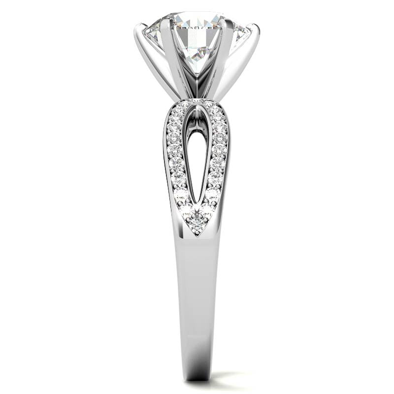 Moissanite & Diamond Pave Split Shank Engagement Ring