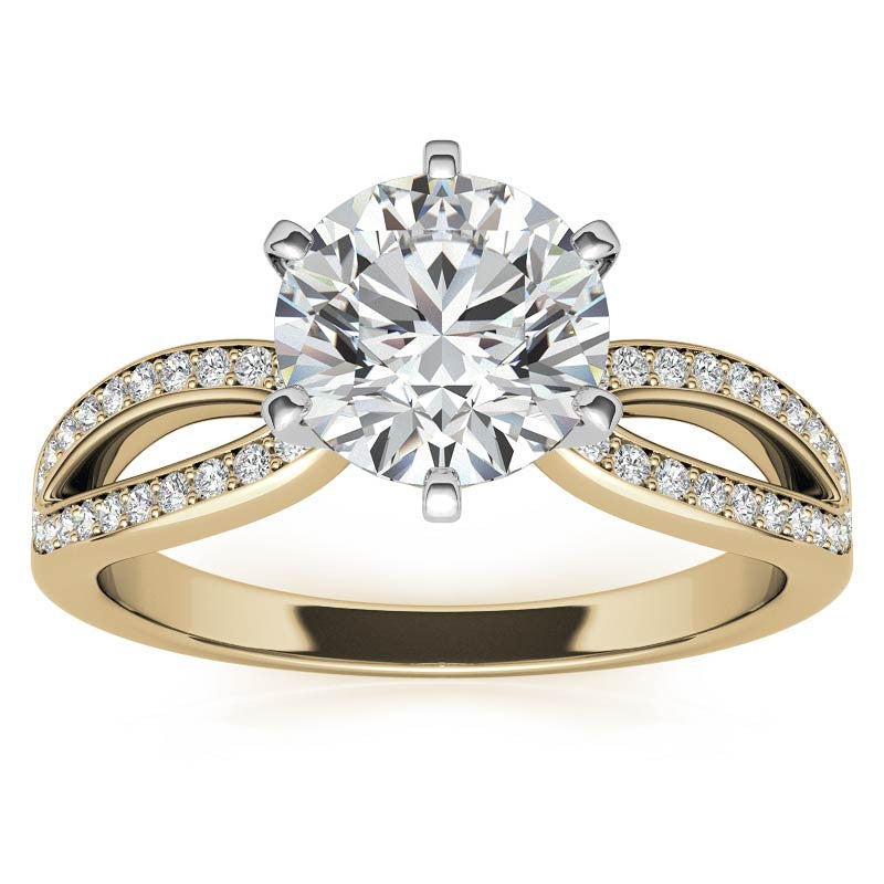 Moissanite & Diamond Pave Split Shank Engagement Ring
