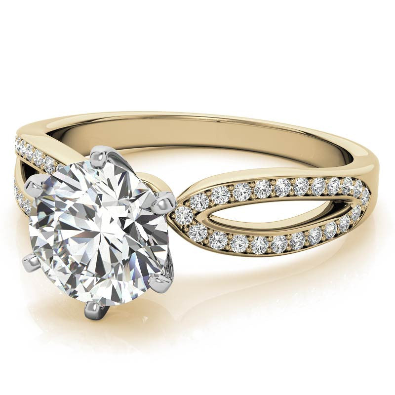 Moissanite & Diamond Pave Split Shank Engagement Ring