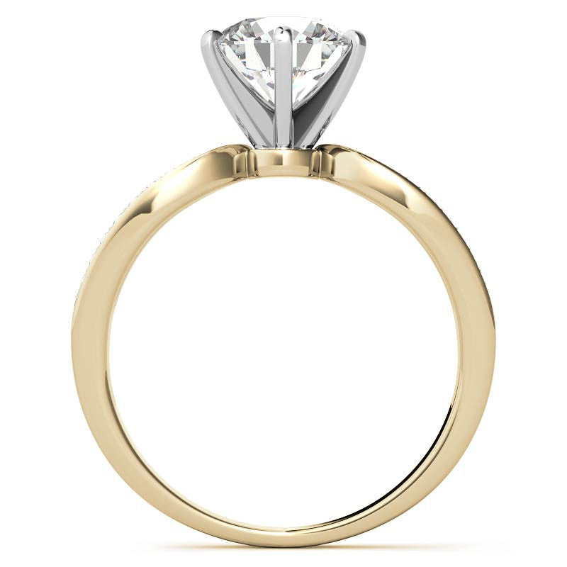 Moissanite & Diamond Pave Split Shank Engagement Ring