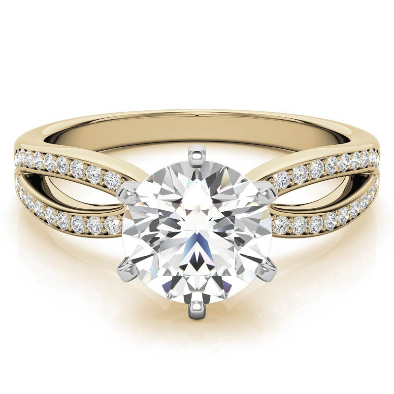 Moissanite & Diamond Pave Split Shank Engagement Ring
