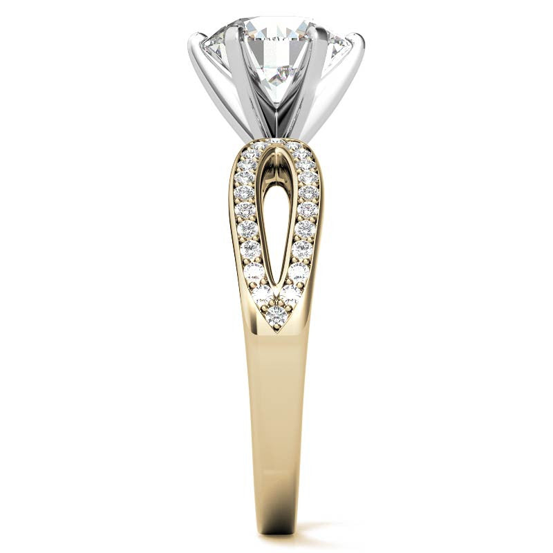 Moissanite & Diamond Pave Split Shank Engagement Ring