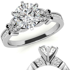 Round Brilliant Moissanite Antique Milgrain Engagement Ring Setting