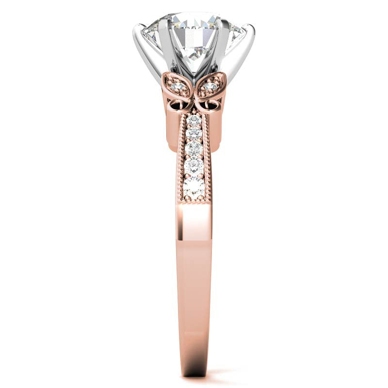 Round Brilliant Moissanite Antique Milgrain Engagement Ring Setting