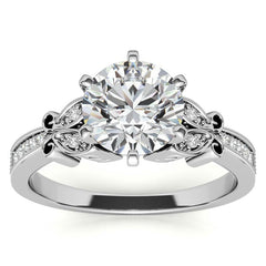 Round Brilliant Moissanite Antique Milgrain Engagement Ring Setting