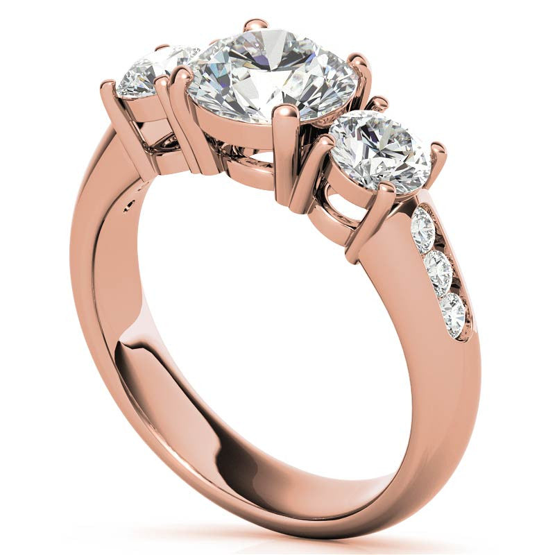 Three-Stone Flush Fit Style Moissanite Engagement Ring