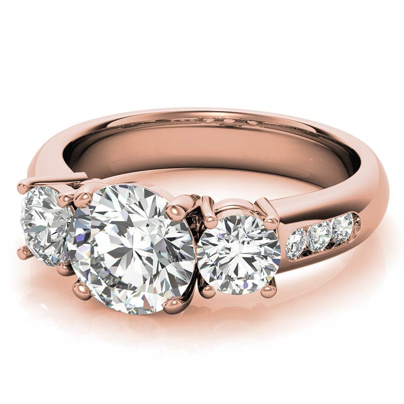 Three-Stone Flush Fit Style Moissanite Engagement Ring