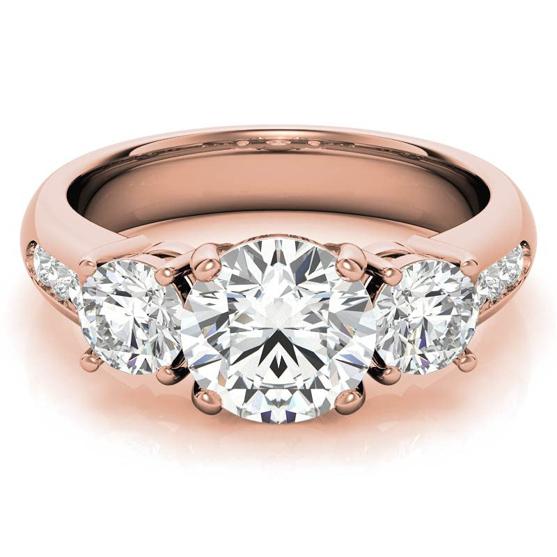 Three-Stone Flush Fit Style Moissanite Engagement Ring