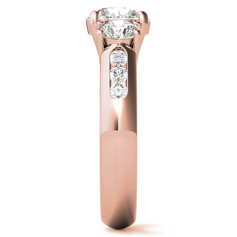 Three-Stone Flush Fit Style Moissanite Engagement Ring