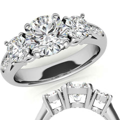 Three-Stone Flush Fit Style Moissanite Engagement Ring
