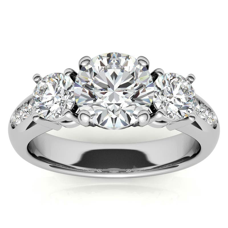 Three-Stone Flush Fit Style Moissanite Engagement Ring