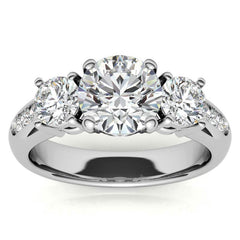 Three-Stone Flush Fit Style Moissanite Engagement Ring
