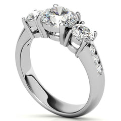Three-Stone Flush Fit Style Moissanite Engagement Ring