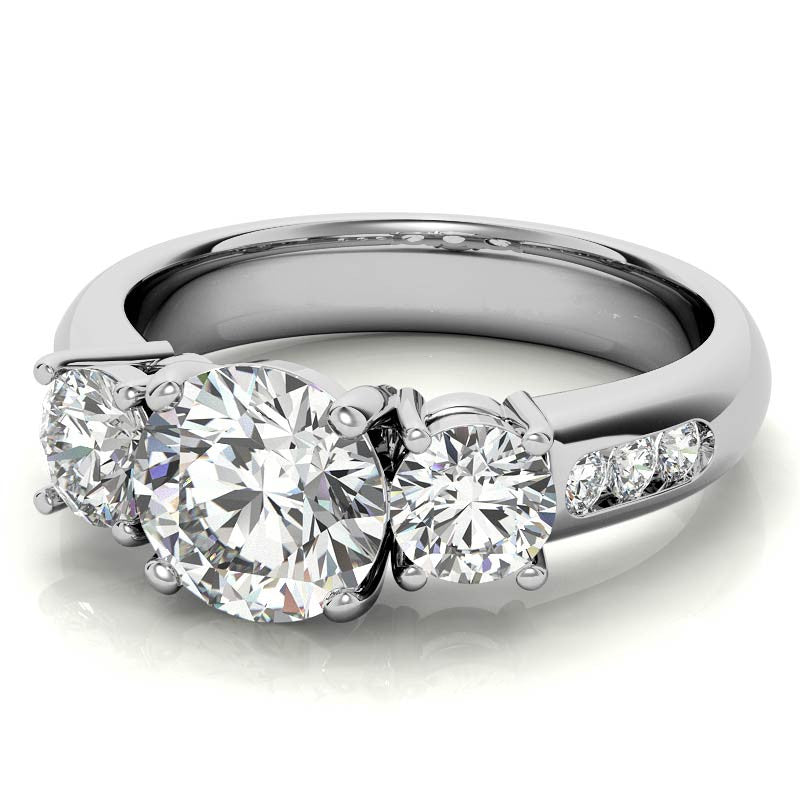 Three-Stone Flush Fit Style Moissanite Engagement Ring