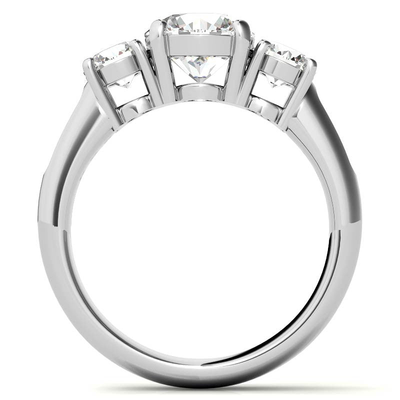 Three-Stone Flush Fit Style Moissanite Engagement Ring