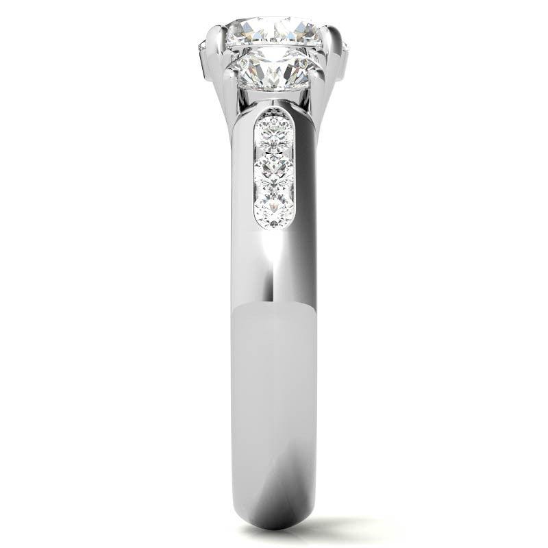 Three-Stone Flush Fit Style Moissanite Engagement Ring