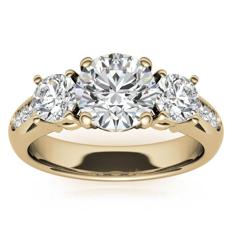Three-Stone Flush Fit Style Moissanite Engagement Ring