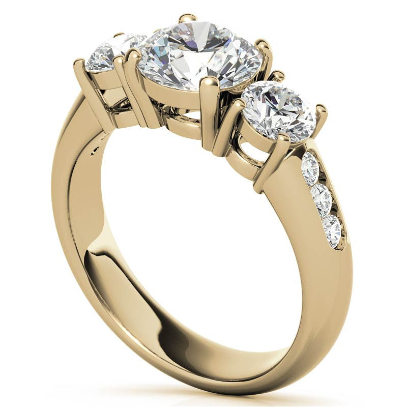 Three-Stone Flush Fit Style Moissanite Engagement Ring
