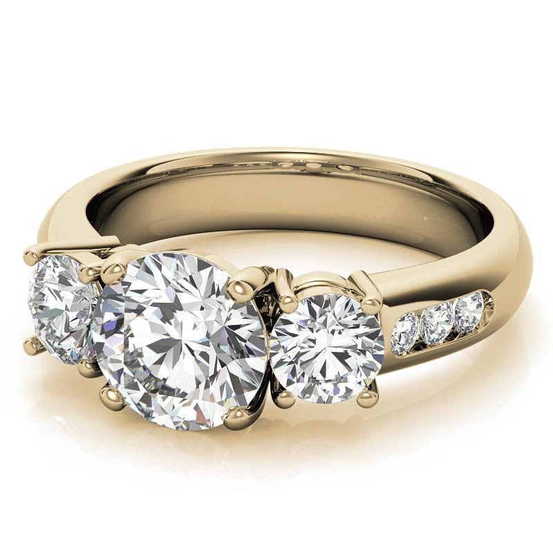 Three-Stone Flush Fit Style Moissanite Engagement Ring